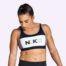 Load image into Gallery viewer, Nike - Women's Medium Support Sports Bra - Black/White/Gunsmoke/Black