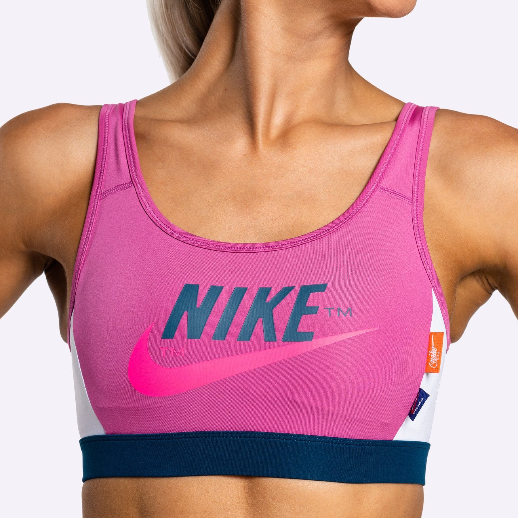 Nike Pro Core Mesh Girls Sports Bra Teal/Blue-Green & Coral/Pink 532992-318  XL