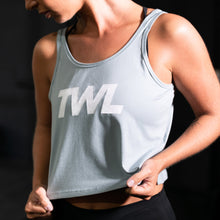 Load image into Gallery viewer, TWL - Women&#39;s Cropped Spirit Tank - POWDER BLUE/WHITE
