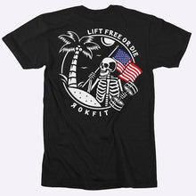 Load image into Gallery viewer, RokFit Men&#39;s T-Shirt - LIFT FREE OR DIE - Black
