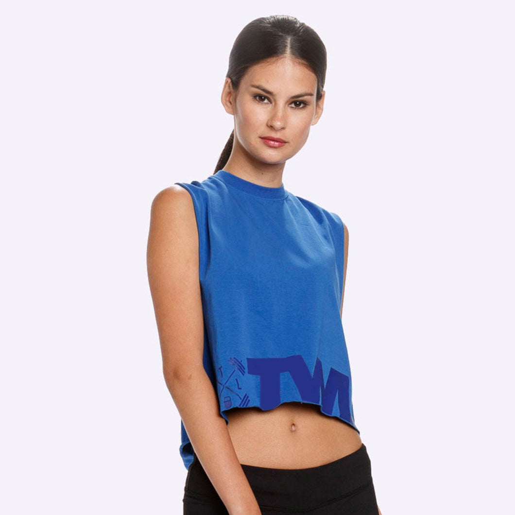 The WOD Life - Women's Classics Slash Crop Tank - Surf Blue