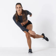 Load image into Gallery viewer, The WOD Life - Women&#39;s Classics Striker L/S Crop - Black
